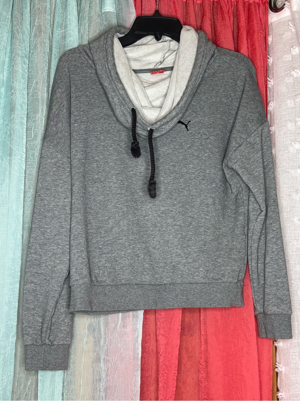 Puma Women's Gray Cowl Neck Pullover Sweater